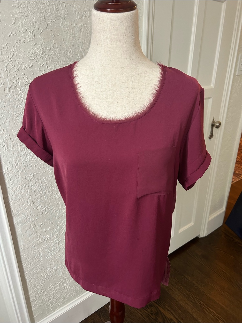 Rag & Bone Short Sleeve Silk Tee in Berry